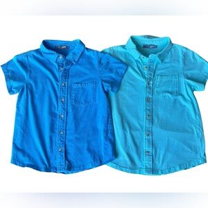 Millie & Maxx Boys Button Up Short Sleeve Shirt Bundle Size 8 Blue & Aqua Green